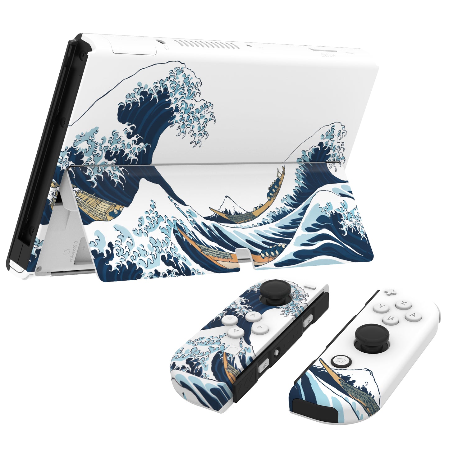 eXtremeRate Custom Replacement Full Set Shell with Buttons for Nintendo Switch OLED - The Great Wave Off Kanagawa eXtremeRate