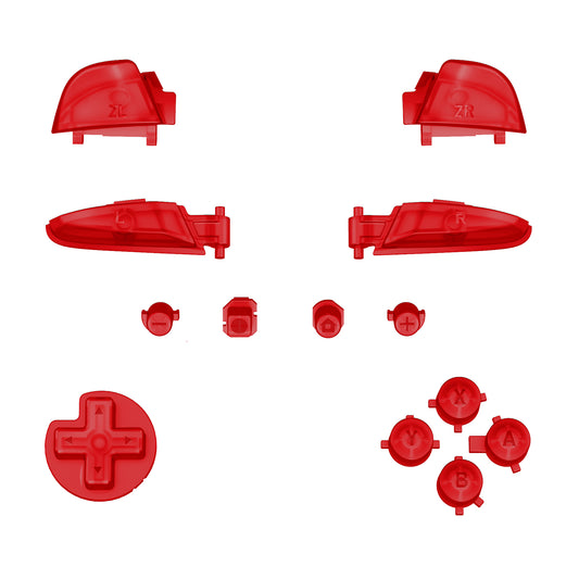 eXtremeRate DIY Replacement Full Set Buttons for Nintendo Switch Pro Controller - Clear Red