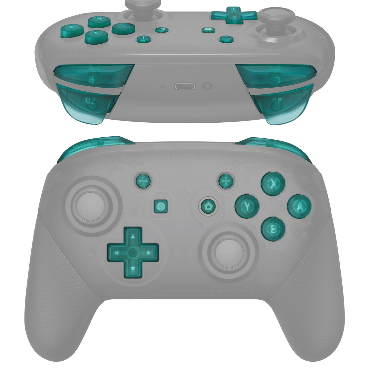 eXtremeRate DIY Replacement Full Set Buttons for Nintendo Switch Pro Controller - Emerald Green