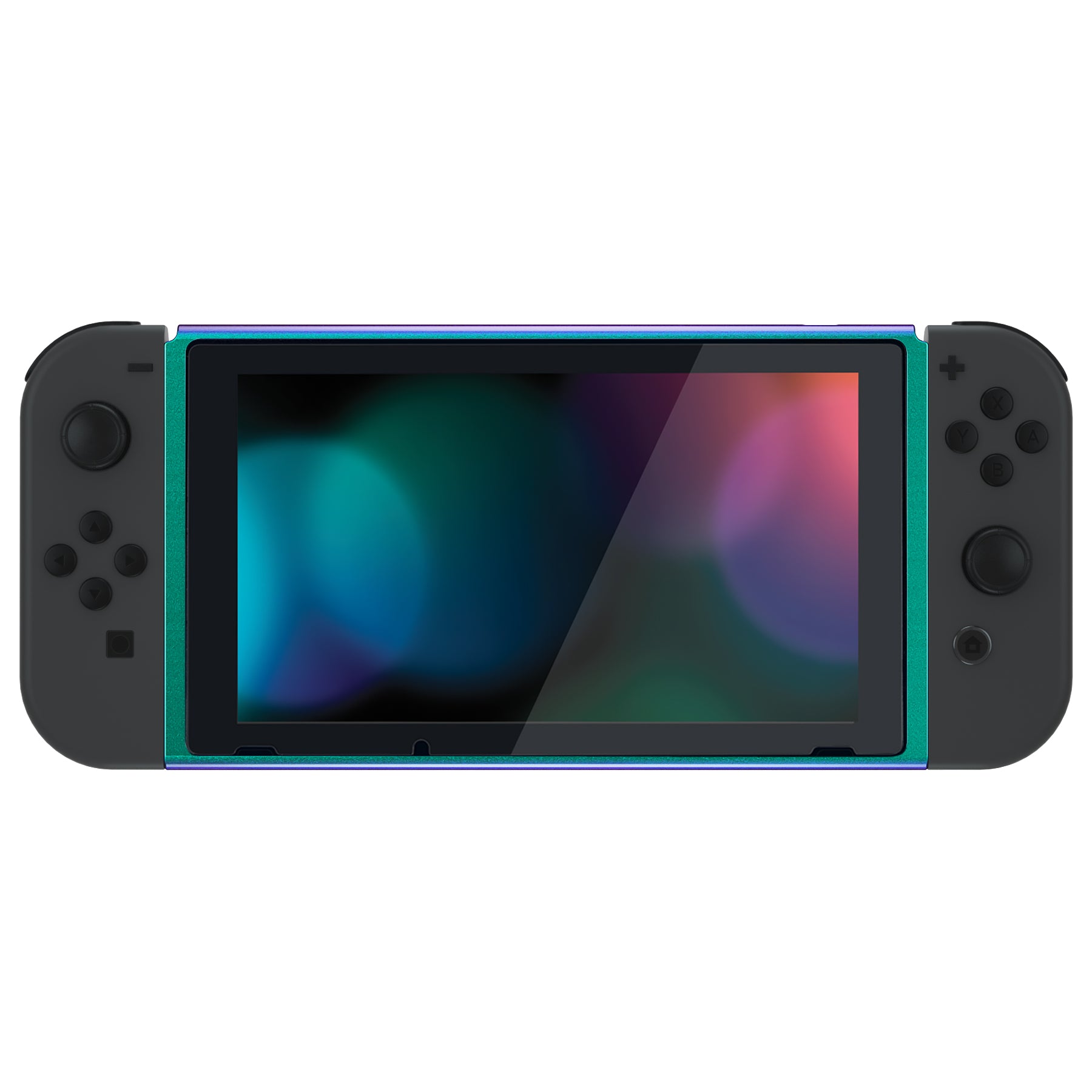 eXtremeRate DIY Replacement Housing Shell Front Frame with Volume Up Down Power Buttons for NS Switch Console - Chameleon Green Purple eXtremeRate