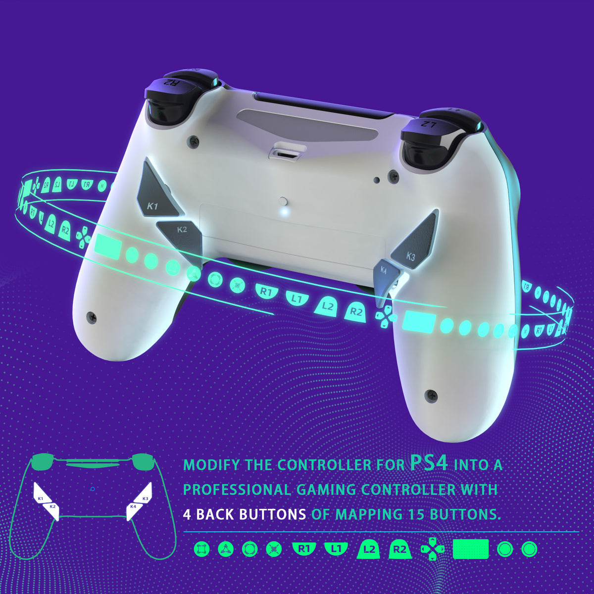 Custom Back Shell & Remap Kit For PS4 Slim/Pro Controller - Programmable Buttons