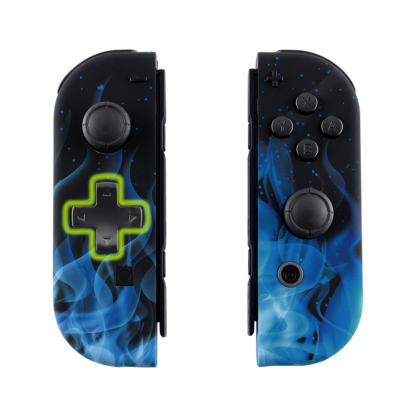 eXtremeRate Dpad Version Replacement Full Set Shell Case with Buttons for Joycon of NS Switch - Blue Flame