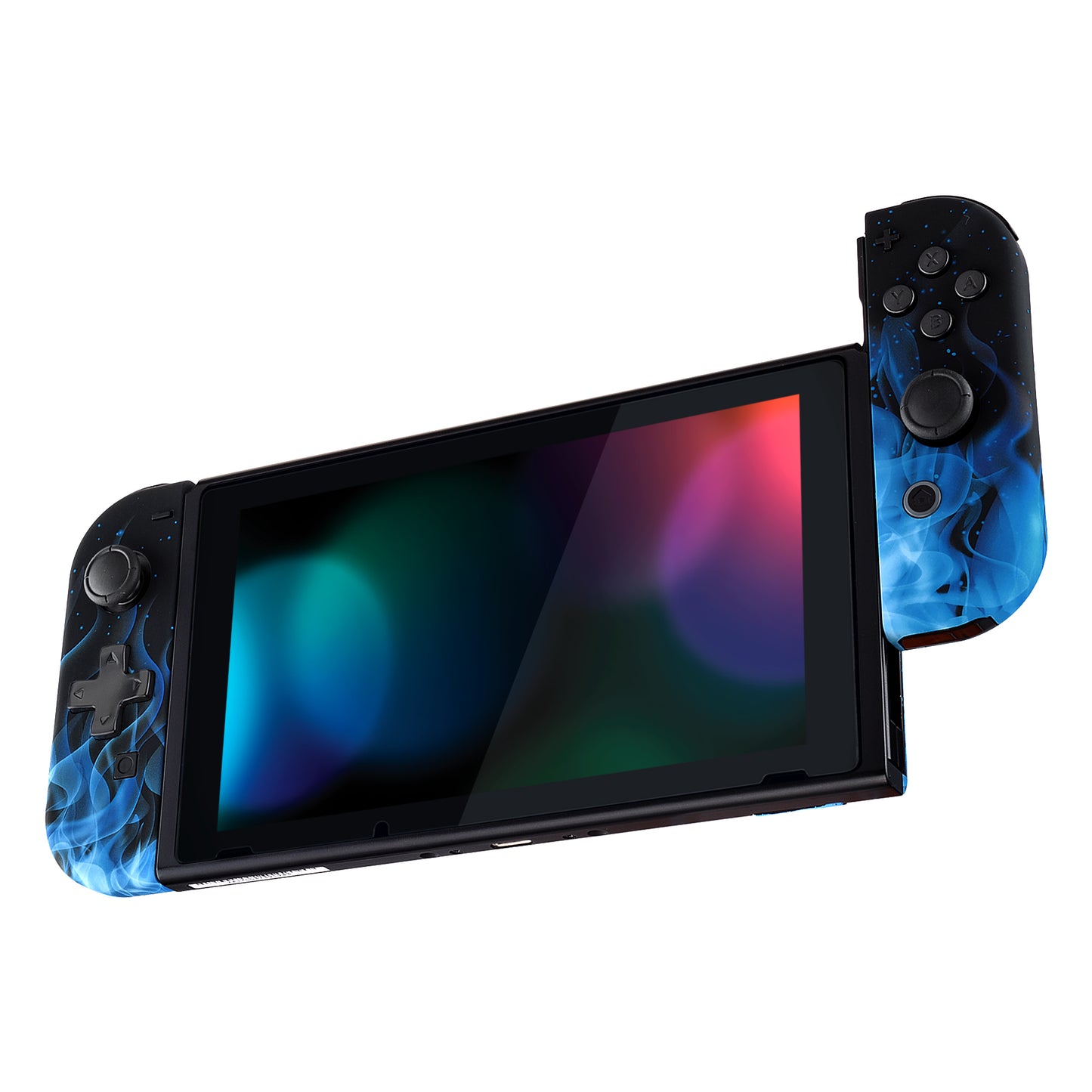 eXtremeRate Dpad Version Replacement Full Set Shell Case with Buttons for Joycon of NS Switch - Blue Flame