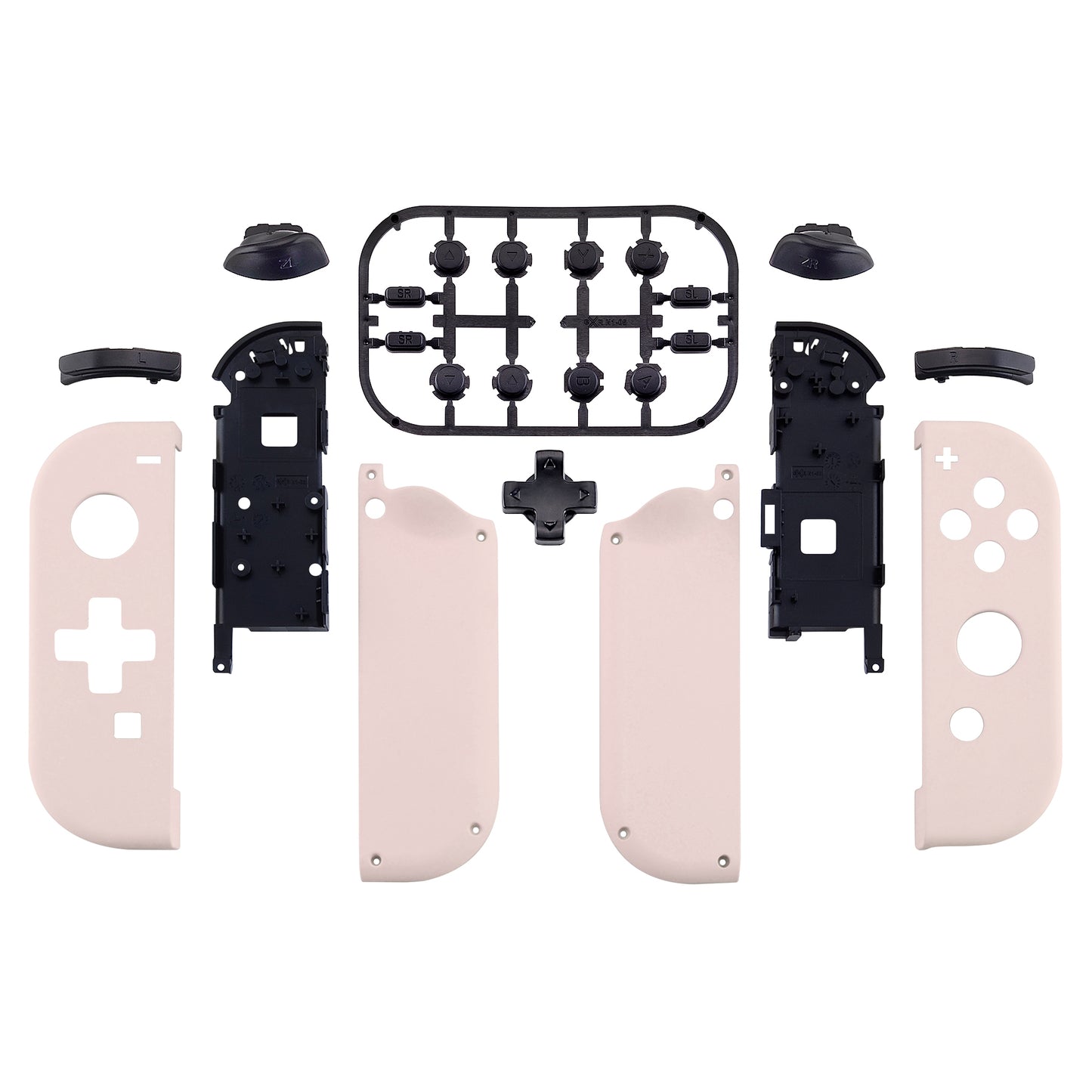 eXtremeRate Dpad Version Replacement Full Set Shell Case with Buttons for Joycon of NS Switch - Cherry Blossoms Pink