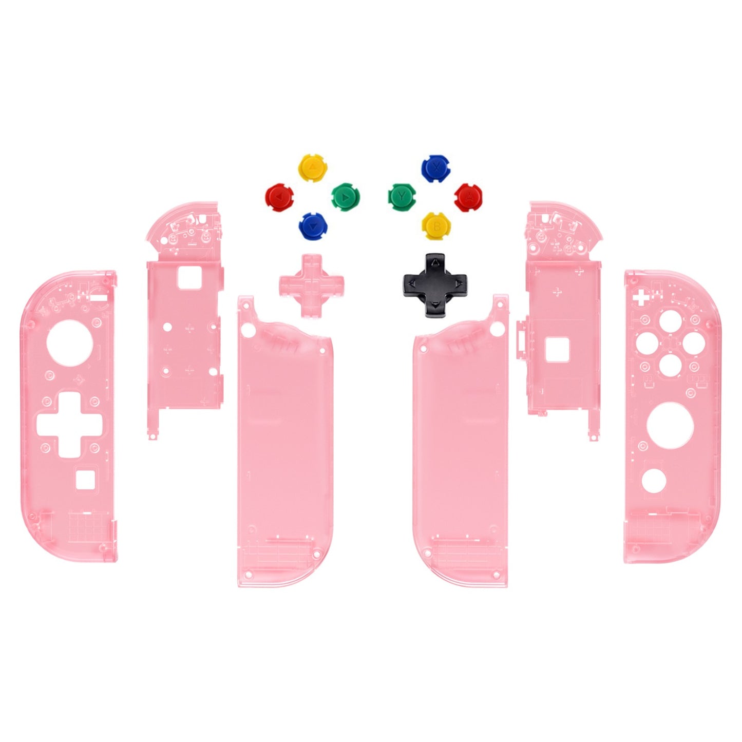 eXtremeRate Dpad Version Replacement Full Set Shell Case with Buttons for Joycon of NS Switch - Cherry Pink