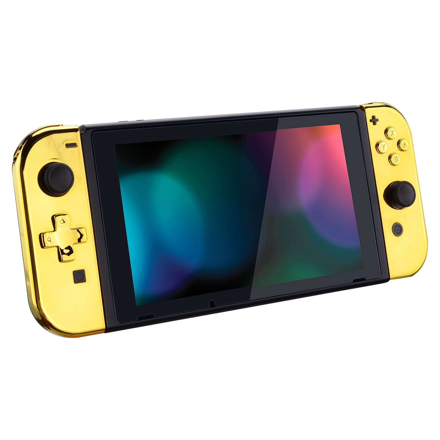 eXtremeRate Dpad Version Replacement Full Set Shell Case with Buttons for Joycon of NS Switch - Chrome Gold