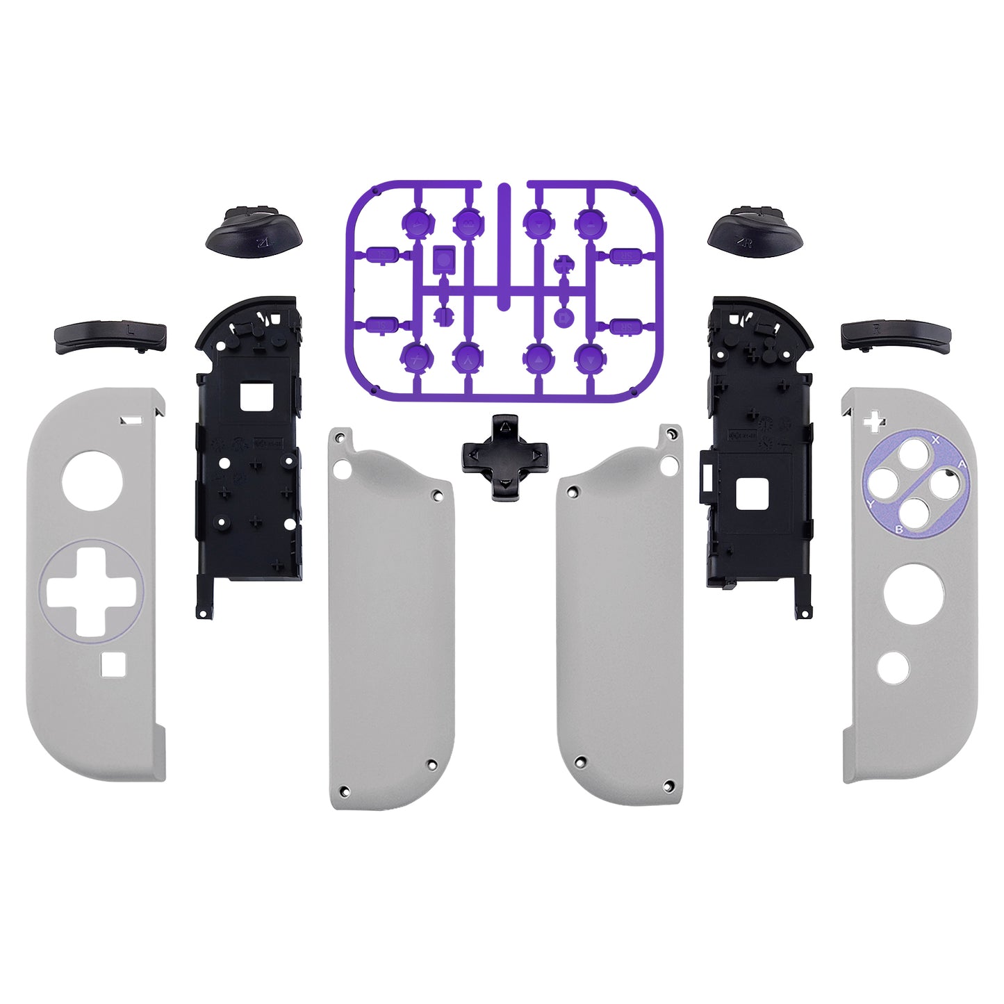 eXtremeRate Dpad Version Replacement Full Set Shell Case with Buttons for Joycon of NS Switch - Classics SNES Style