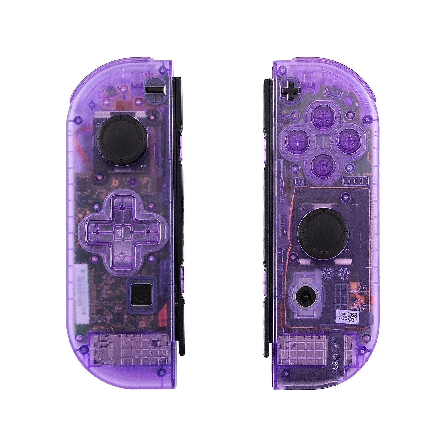 eXtremeRate Dpad Version Replacement Full Set Shell Case with Buttons for Joycon of NS Switch - Clear Atomic Purple