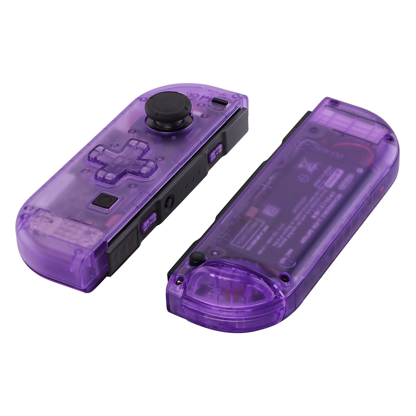 eXtremeRate Dpad Version Replacement Full Set Shell Case with Buttons for Joycon of NS Switch - Clear Atomic Purple