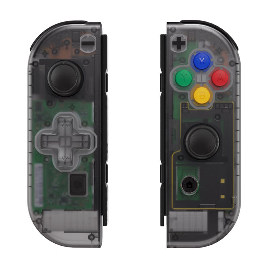 eXtremeRate Dpad Version Replacement Full Set Shell Case with Buttons for Joycon of NS Switch - Clear Black