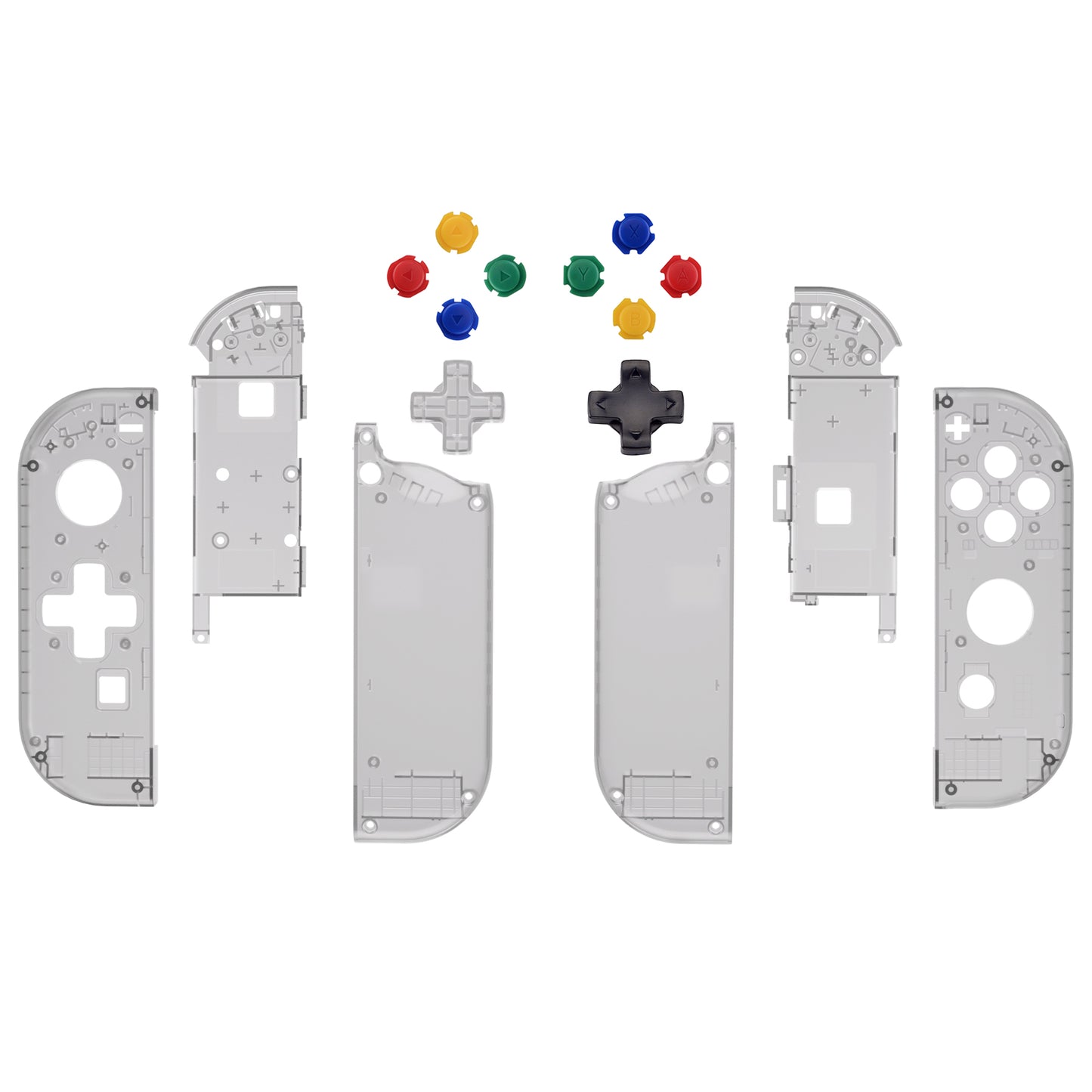 eXtremeRate Dpad Version Replacement Full Set Shell Case with Buttons for Joycon of NS Switch - Clear Black