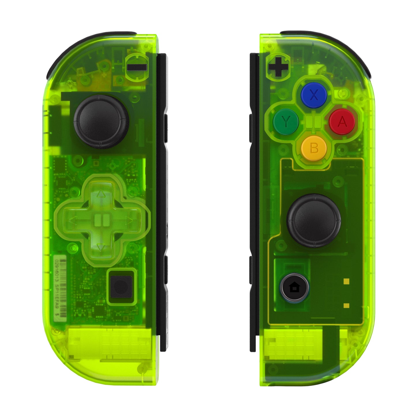 eXtremeRate Dpad Version Replacement Full Set Shell Case with Buttons for Joycon of NS Switch - Clear Lime Green