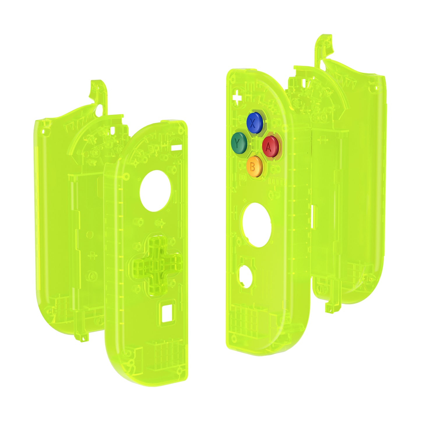 eXtremeRate Dpad Version Replacement Full Set Shell Case with Buttons for Joycon of NS Switch - Clear Lime Green