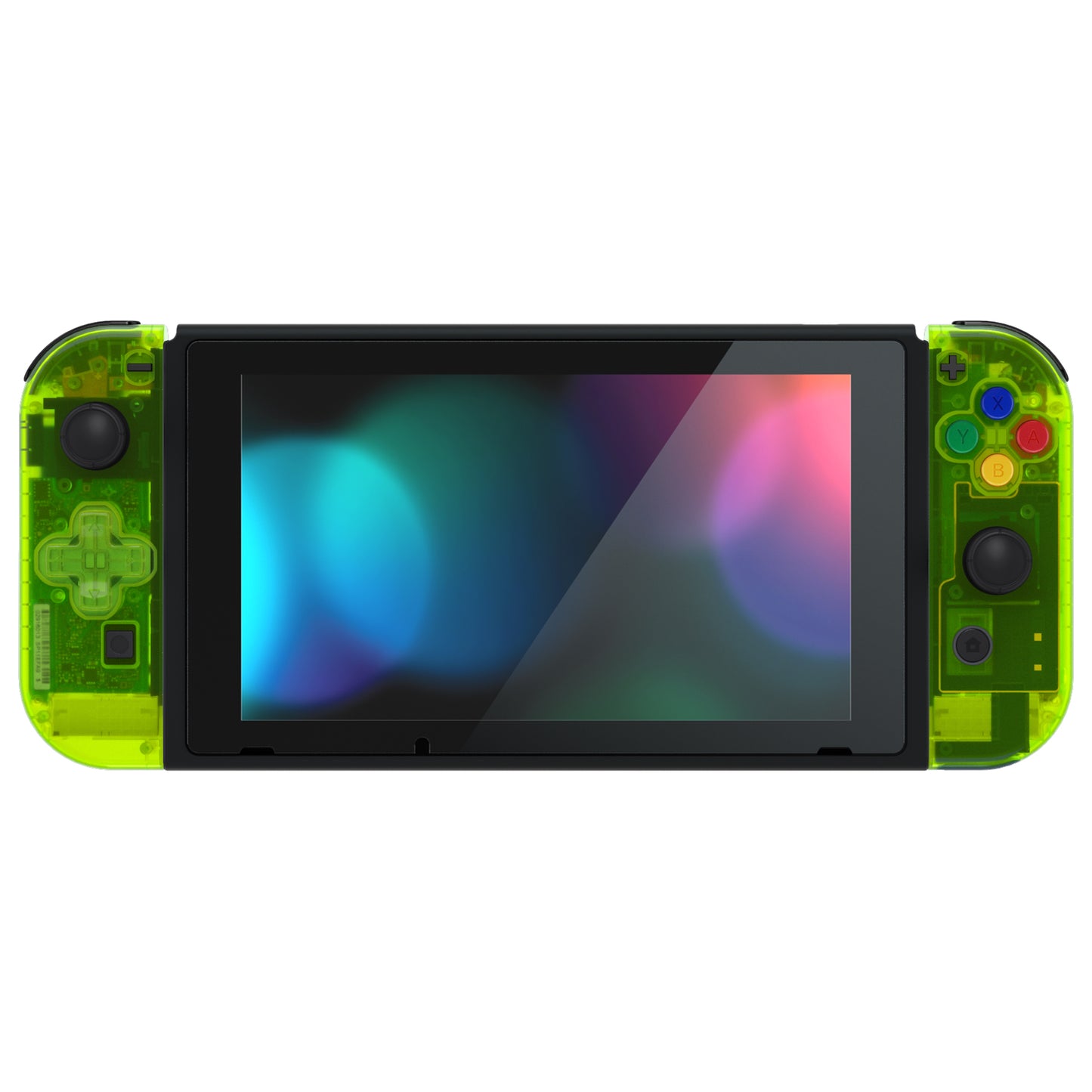 eXtremeRate Dpad Version Replacement Full Set Shell Case with Buttons for Joycon of NS Switch - Clear Lime Green