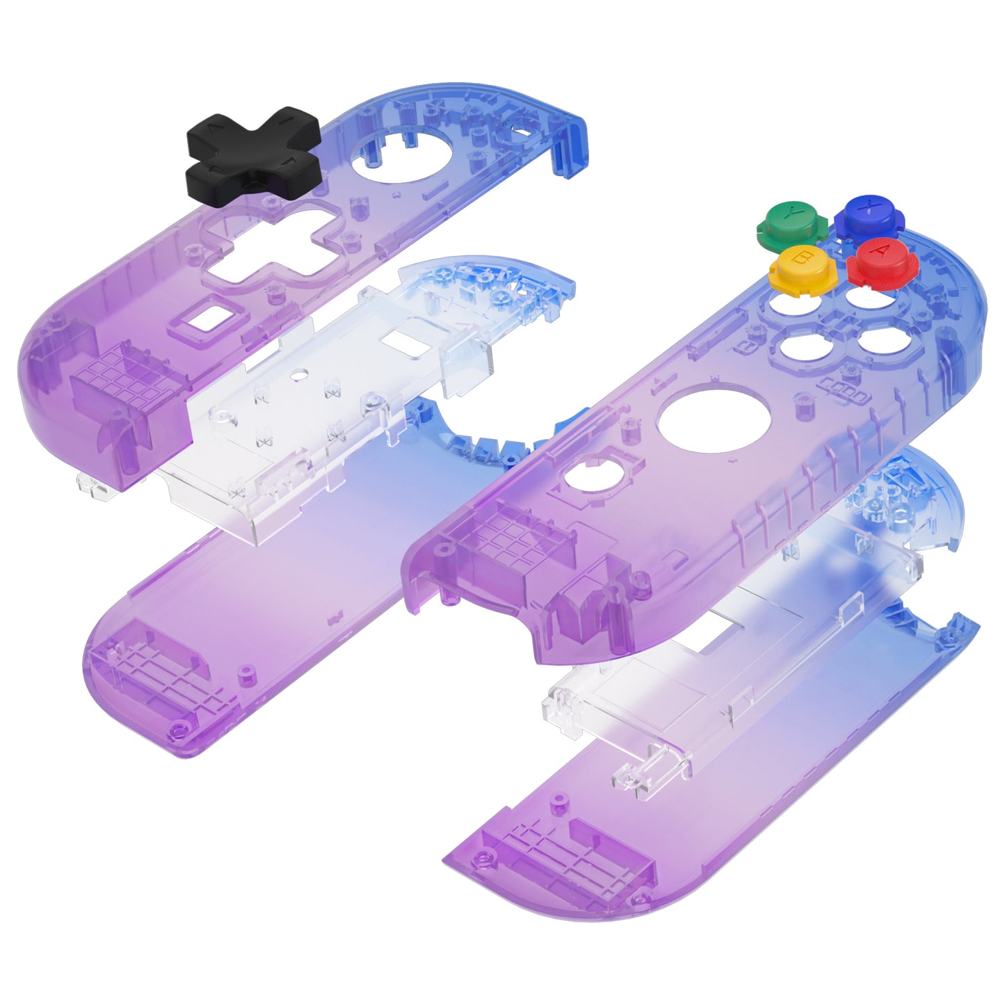 eXtremeRate Dpad Version Replacement Full Set Shell Case with Buttons for Joycon of NS Switch - Gradient Translucent Bluebell