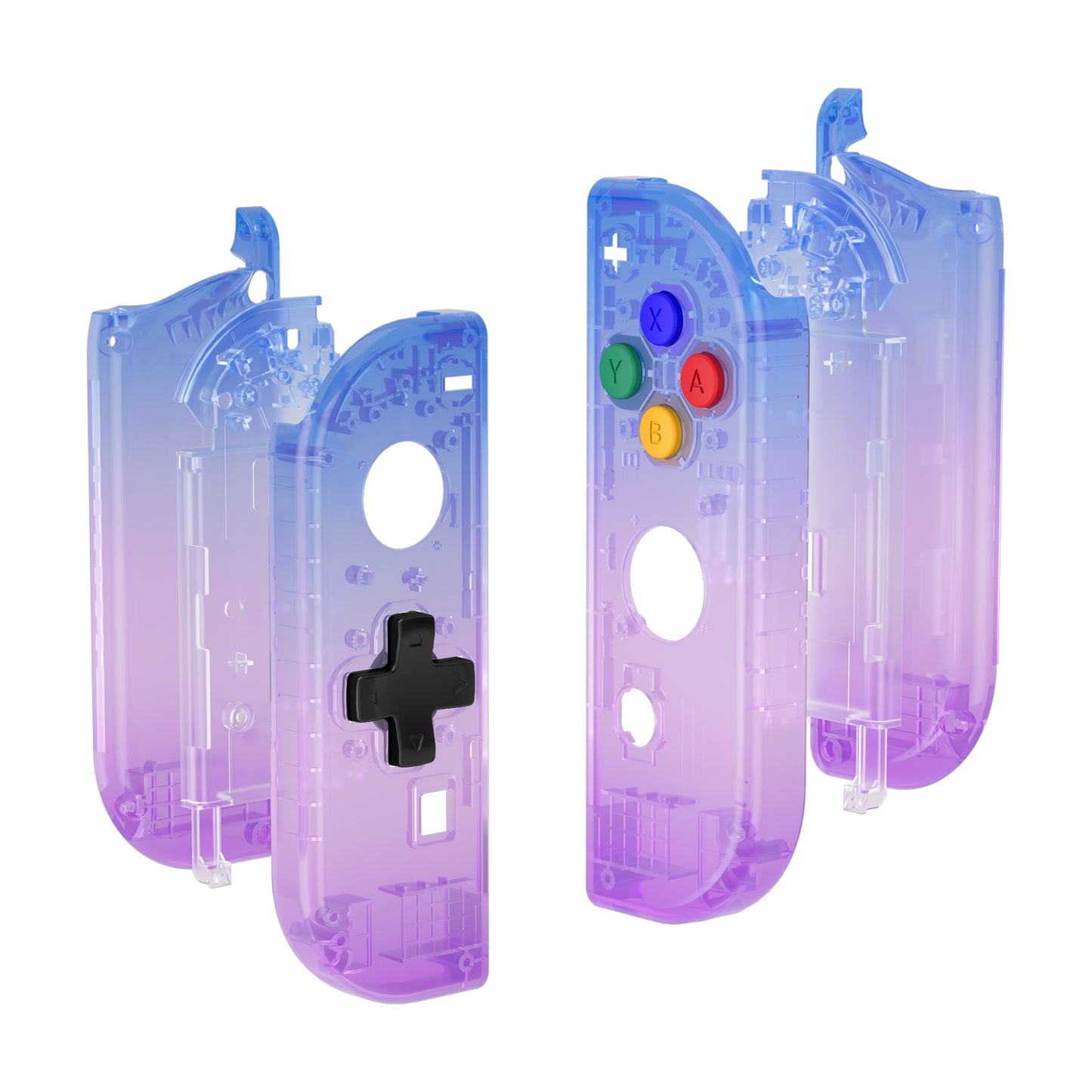 eXtremeRate Dpad Version Replacement Full Set Shell Case with Buttons for Joycon of NS Switch - Gradient Translucent Bluebell