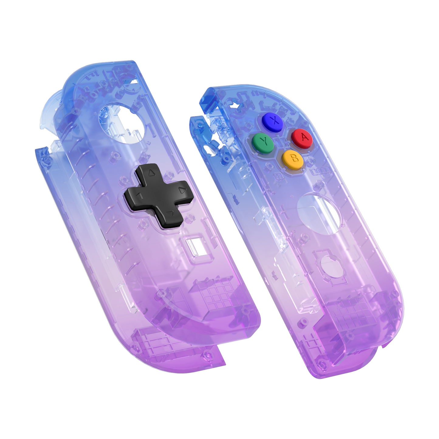 eXtremeRate Dpad Version Replacement Full Set Shell Case with Buttons for Joycon of NS Switch - Gradient Translucent Bluebell