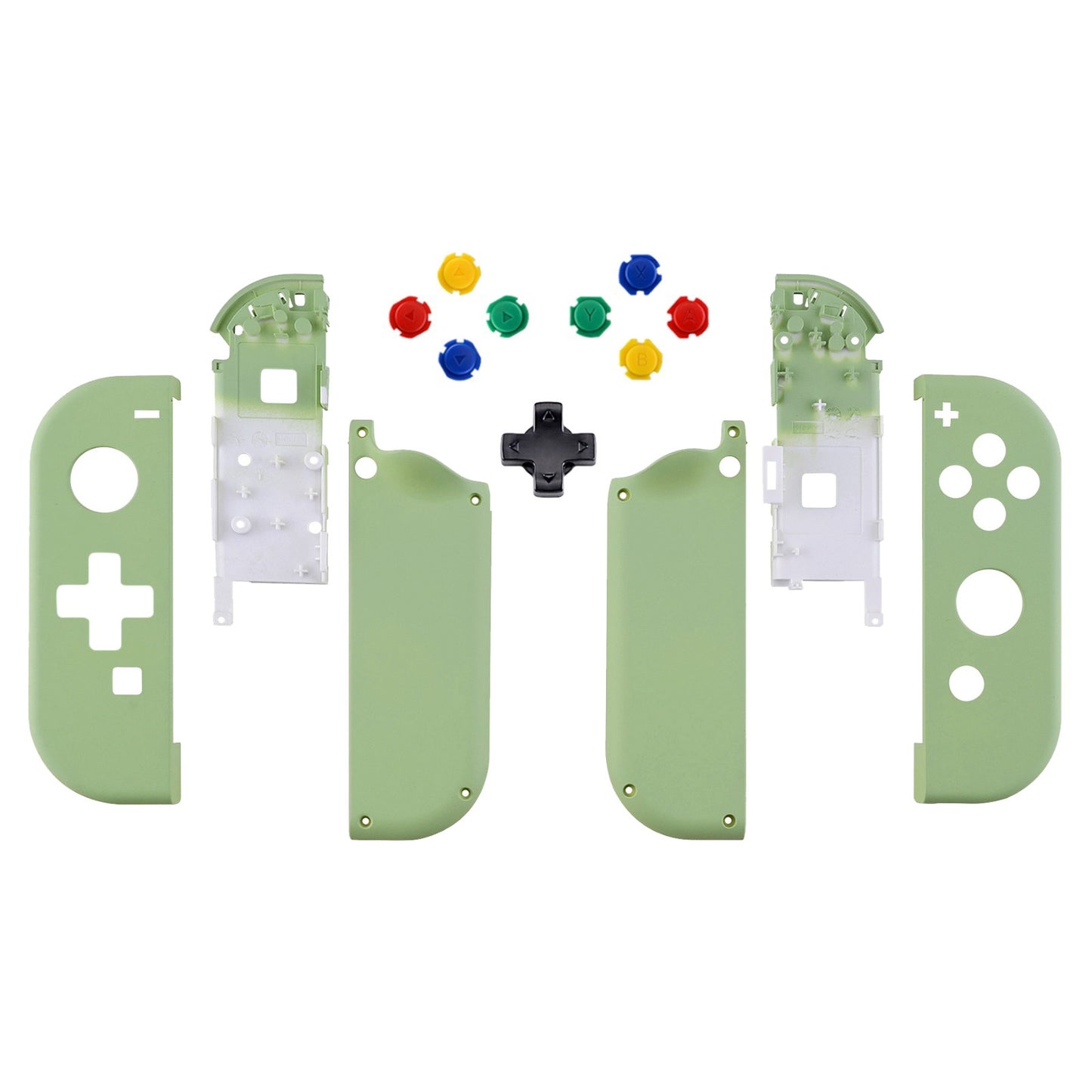 eXtremeRate Dpad Version Replacement Full Set Shell Case with Buttons for Joycon of NS Switch - Matcha Green