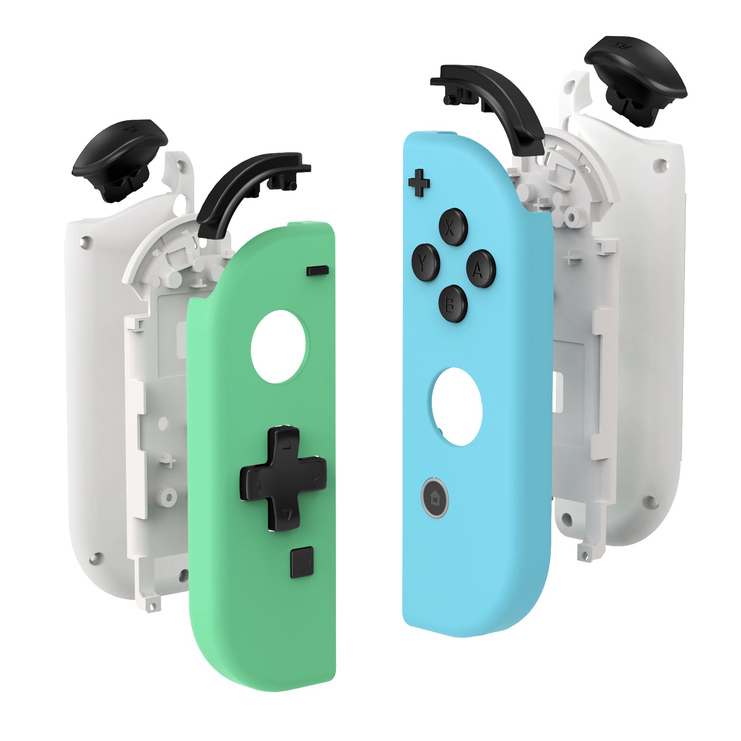 eXtremeRate Dpad Version Replacement Full Set Shell Case with Buttons for Joycon of NS Switch - Mint Green & Heaven Blue