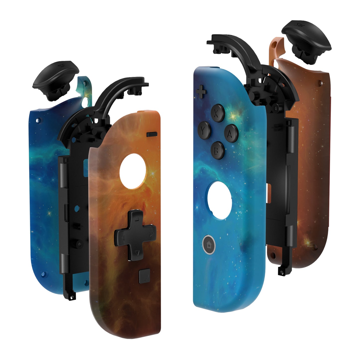 eXtremeRate Dpad Version Replacement Full Set Shell Case with Buttons for Joycon of NS Switch - Orange Star Universe