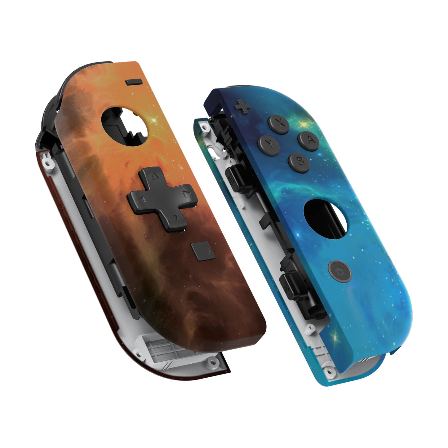 eXtremeRate Dpad Version Replacement Full Set Shell Case with Buttons for Joycon of NS Switch - Orange Star Universe