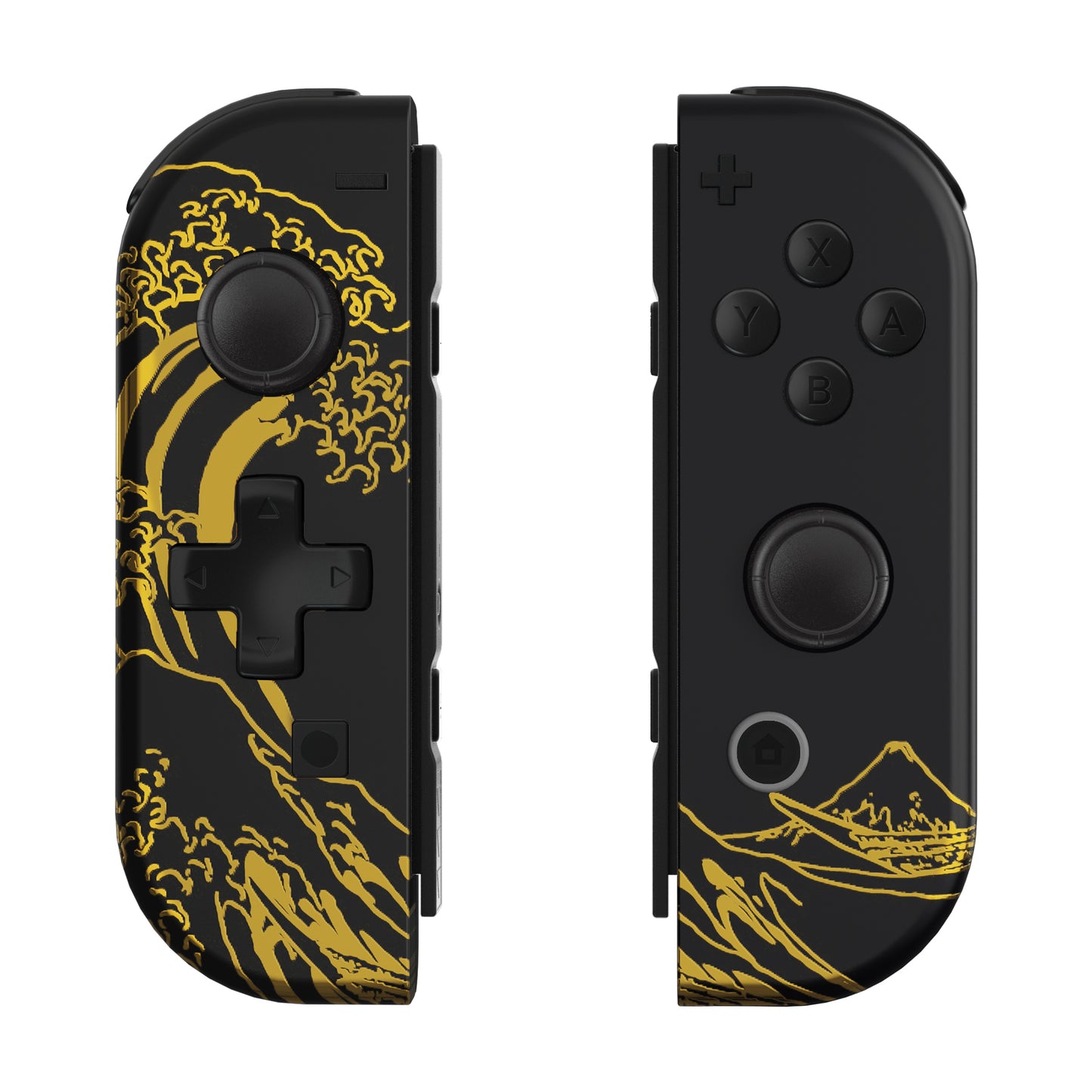 eXtremeRate Dpad Version Replacement Full Set Shell Case with Buttons for Joycon of NS Switch - The Great GOLDEN Wave Off Kanagawa - Black