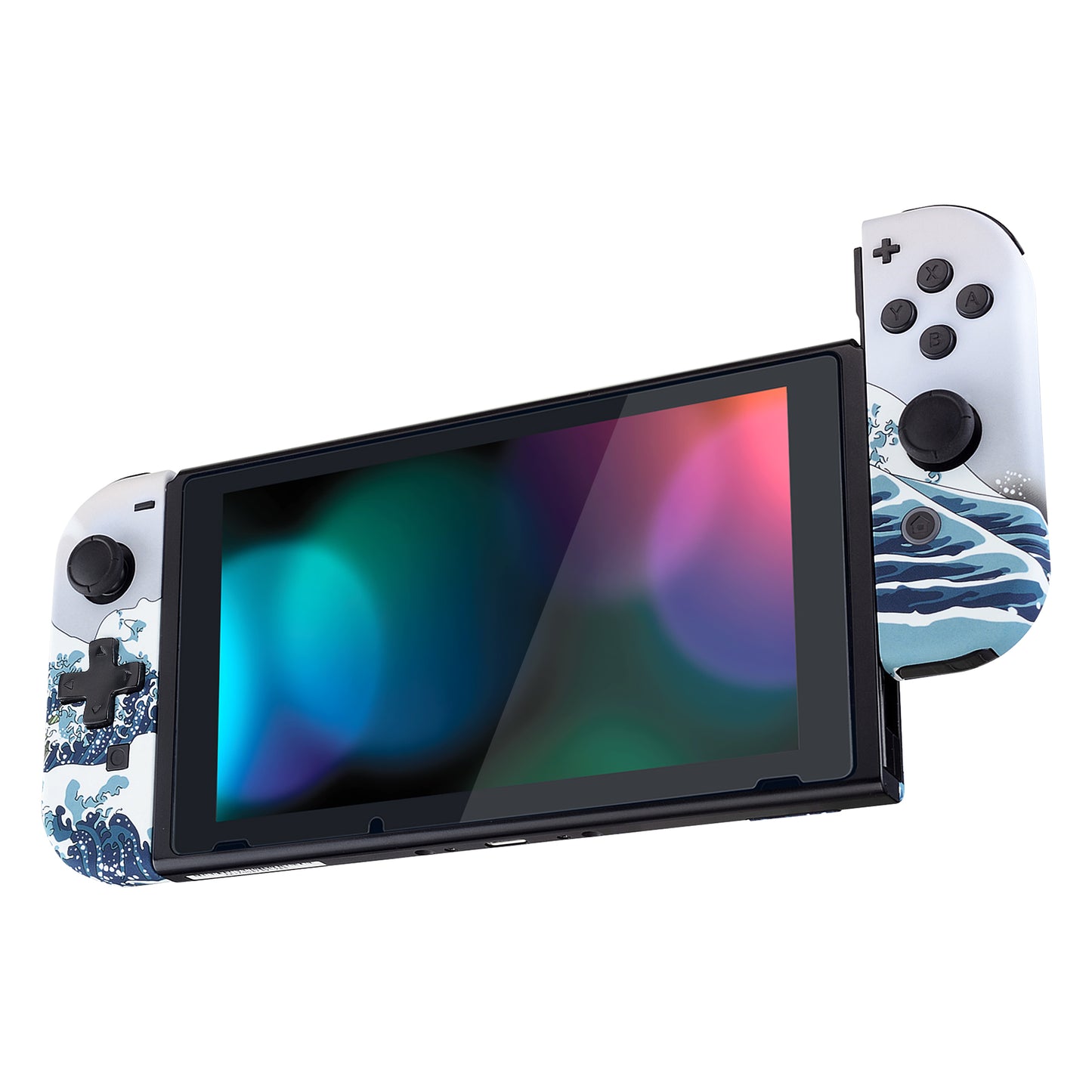 eXtremeRate Dpad Version Replacement Full Set Shell Case with Buttons for Joycon of NS Switch - The Great Wave