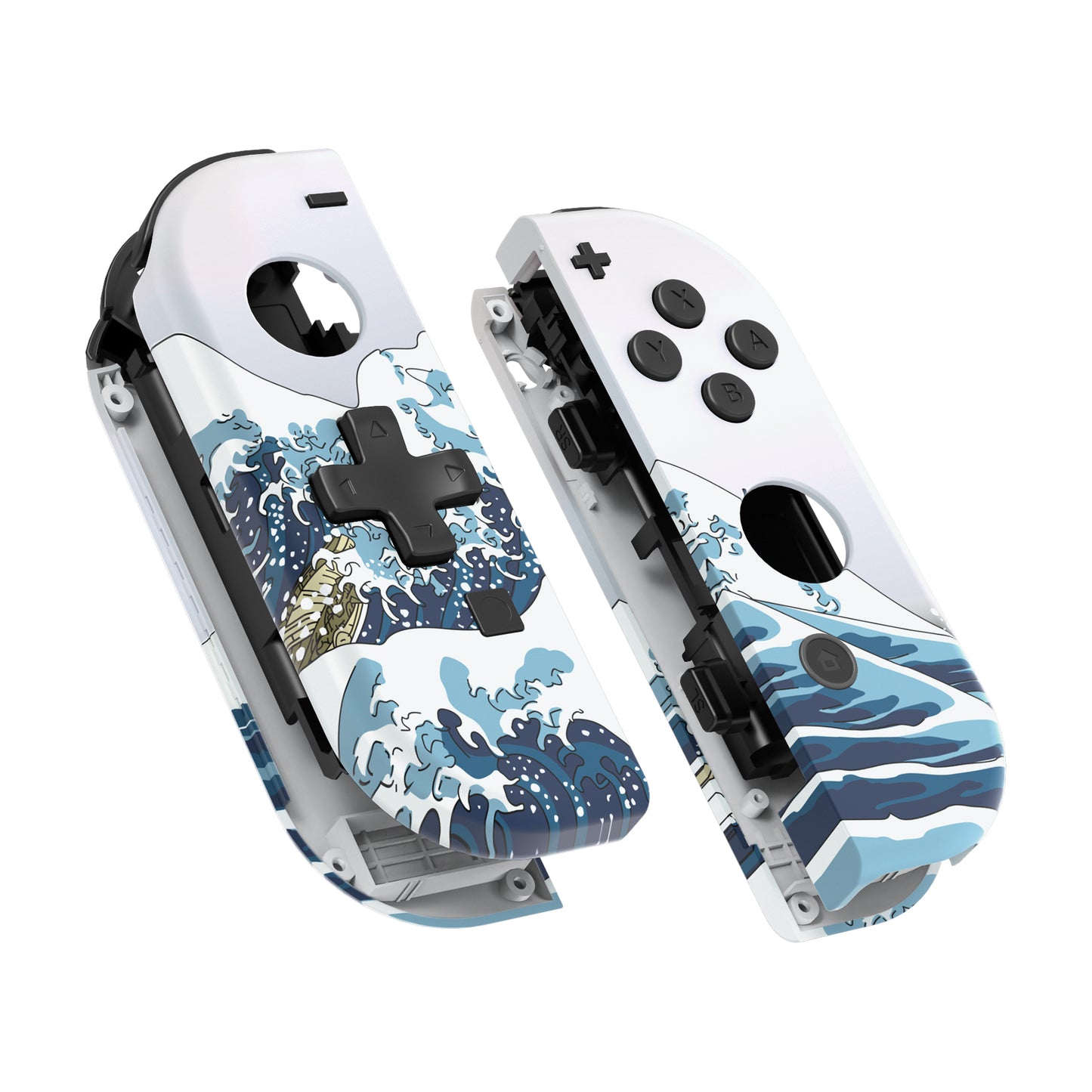 eXtremeRate Dpad Version Replacement Full Set Shell Case with Buttons for Joycon of NS Switch - The Great Wave