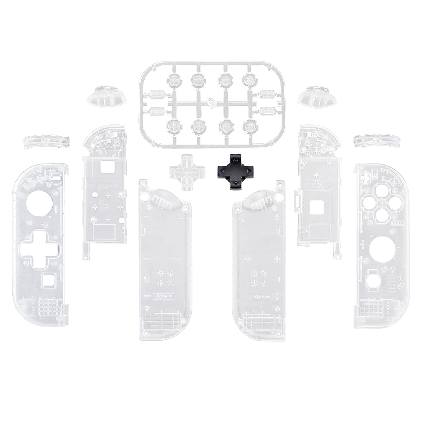 eXtremeRate Dpad Version Replacement Full Set Shell Case with Buttons for Joycon of NS Switch - Transparent Clear