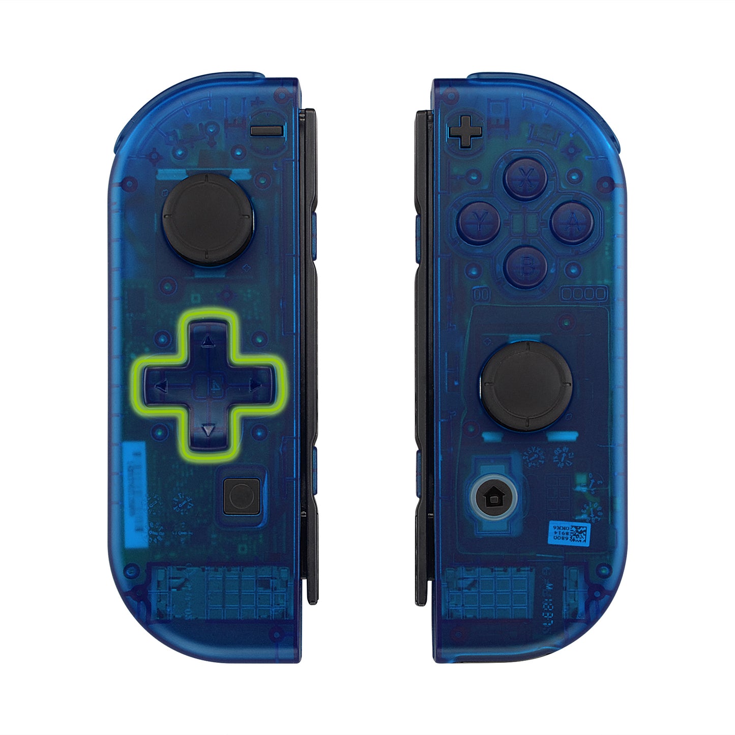 eXtremeRate Dpad Version Replacement Full Set Shell Case with Buttons for Joycon of NS Switch - Transparent Clear Blue