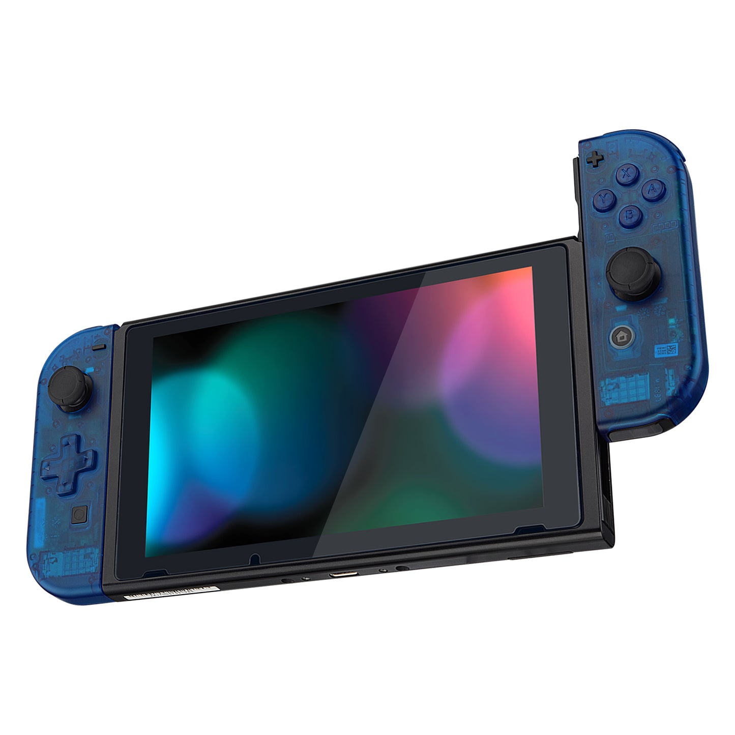 eXtremeRate Dpad Version Replacement Full Set Shell Case with Buttons for Joycon of NS Switch - Transparent Clear Blue