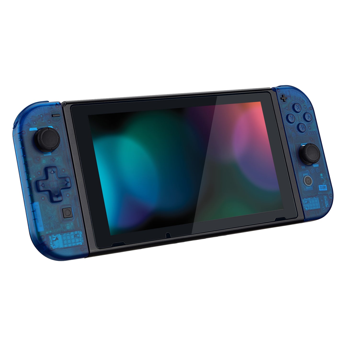 eXtremeRate Dpad Version Replacement Full Set Shell Case with Buttons for Joycon of NS Switch - Transparent Clear Blue