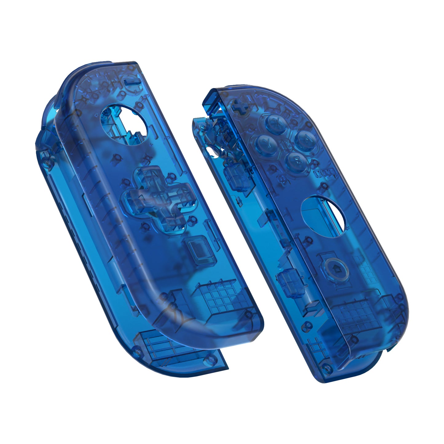 eXtremeRate Dpad Version Replacement Full Set Shell Case with Buttons for Joycon of NS Switch - Transparent Clear Blue