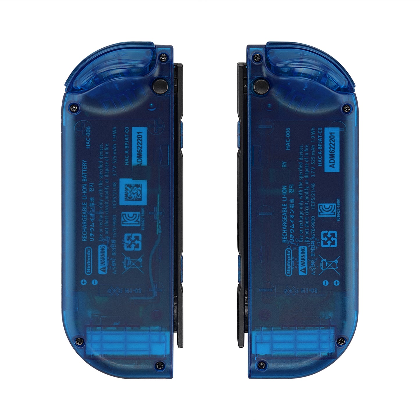 eXtremeRate Dpad Version Replacement Full Set Shell Case with Buttons for Joycon of NS Switch - Transparent Clear Blue