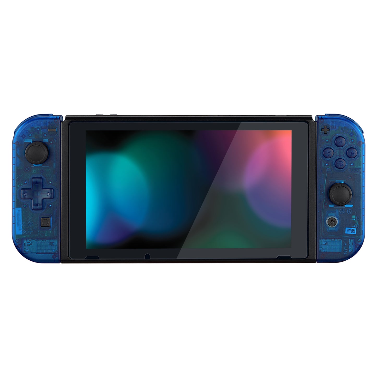 eXtremeRate Dpad Version Replacement Full Set Shell Case with Buttons for Joycon of NS Switch - Transparent Clear Blue