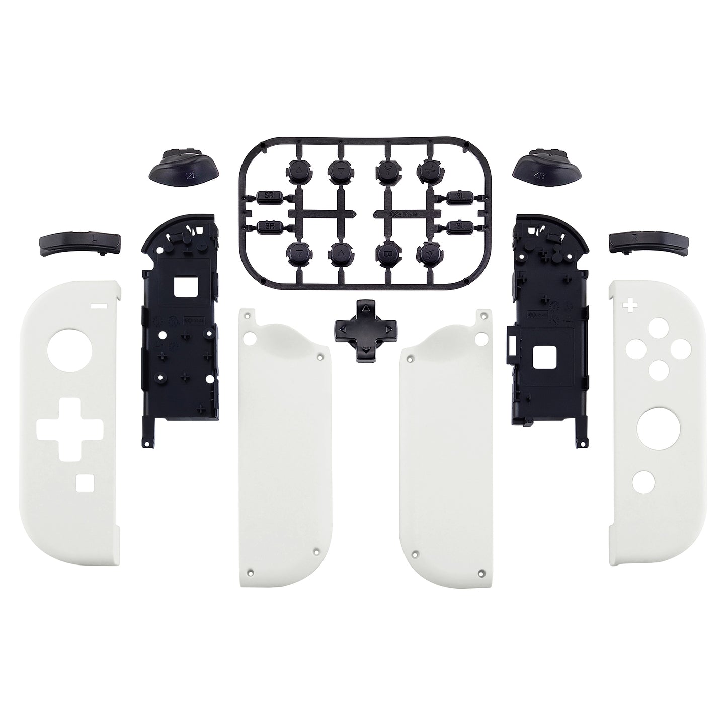 eXtremeRate Dpad Version Replacement Full Set Shell Case with Buttons for Joycon of NS Switch - White