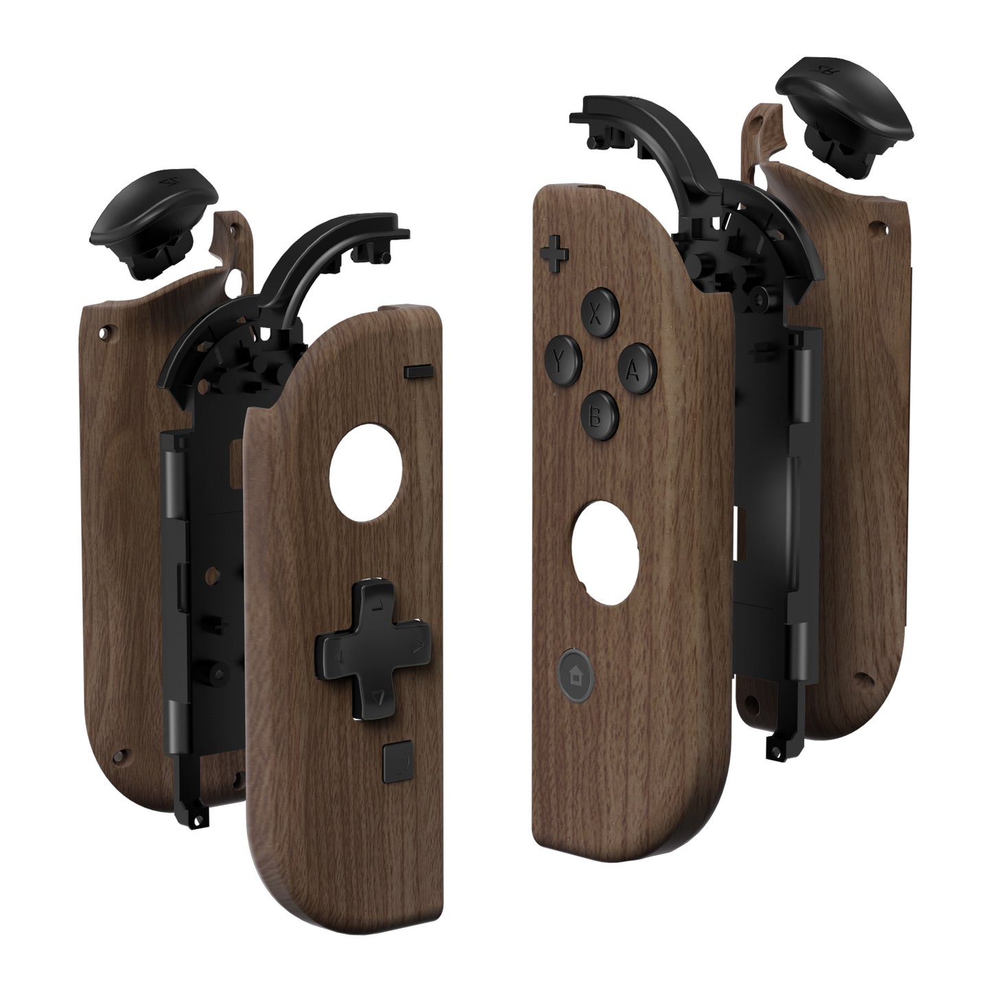 eXtremeRate Dpad Version Replacement Full Set Shell Case with Buttons for Joycon of NS Switch - Wood Grain