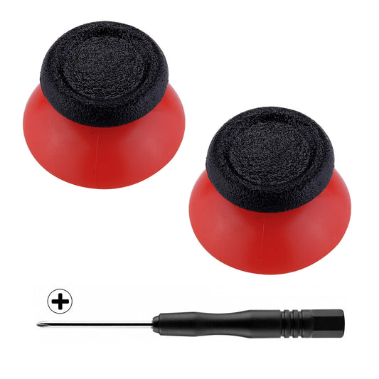 eXtremeRate Dual-Color Replacement 3D Joystick Thumbsticks Compatible with PS4 Slim Pro Controller - Black & Red eXtremeRate
