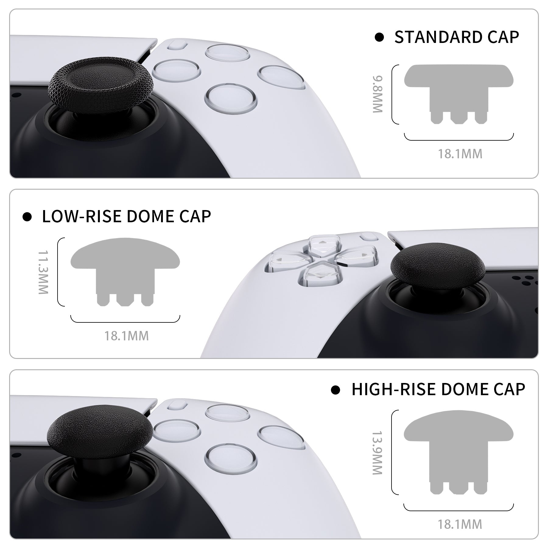 EDGE Sticks Replacement Interchangeable Thumbsticks for PS5 & PS4 All Model Controllers - Black eXtremeRate