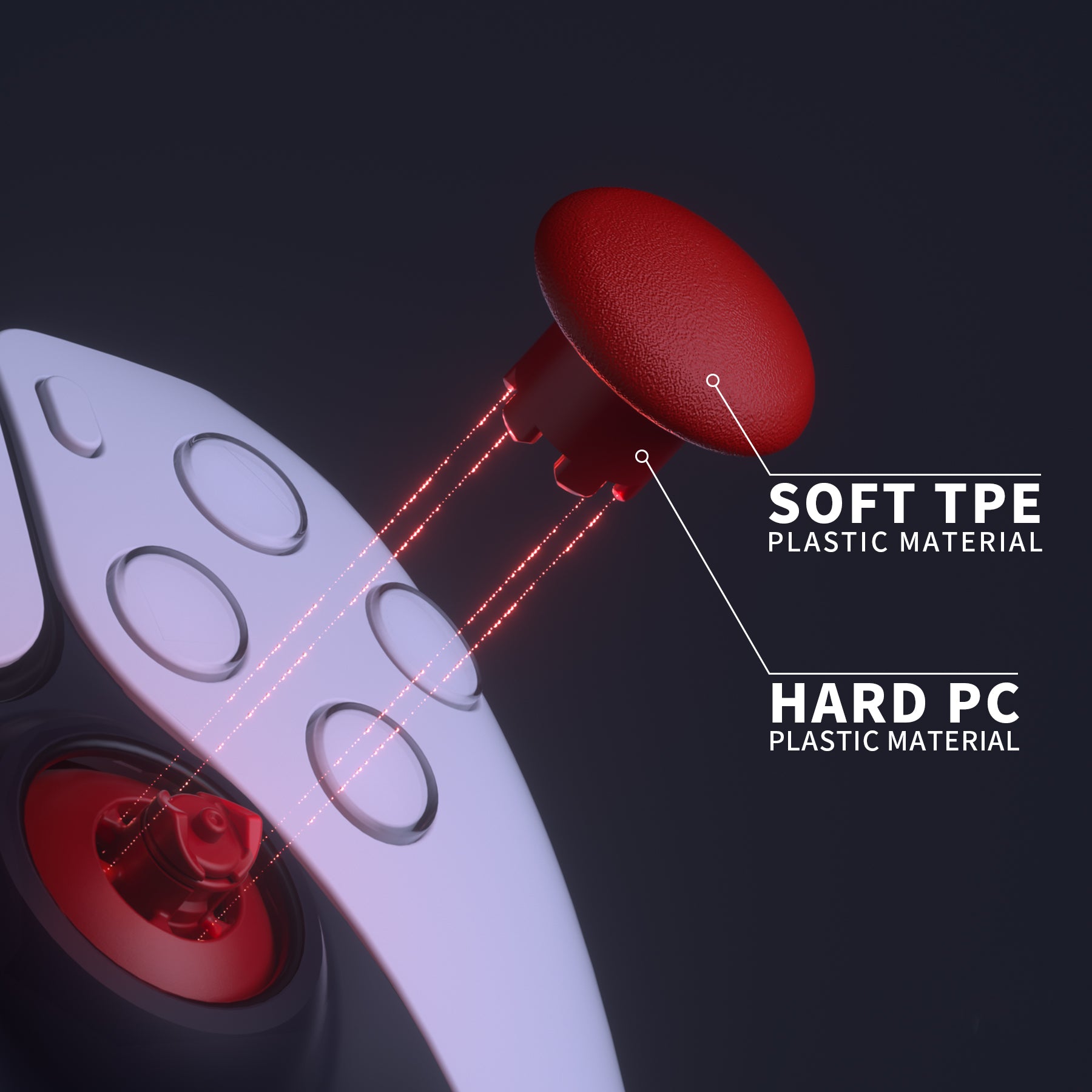EDGE Sticks Replacement Interchangeable Thumbsticks for PS5 & PS4 All Model Controllers - Carmine Red eXtremeRate