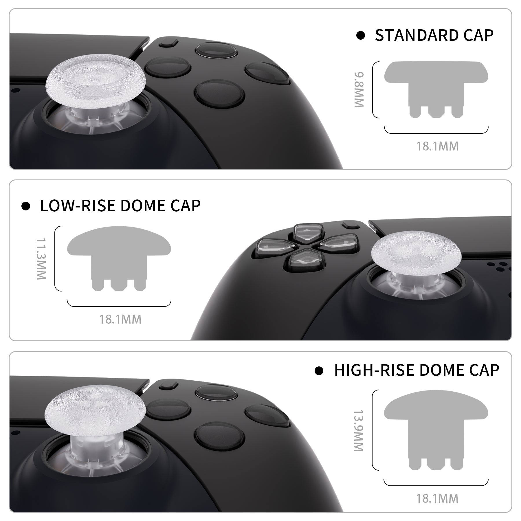 EDGE Sticks Replacement Interchangeable Thumbsticks for PS5 & PS4 All Model Controllers - Clear eXtremeRate