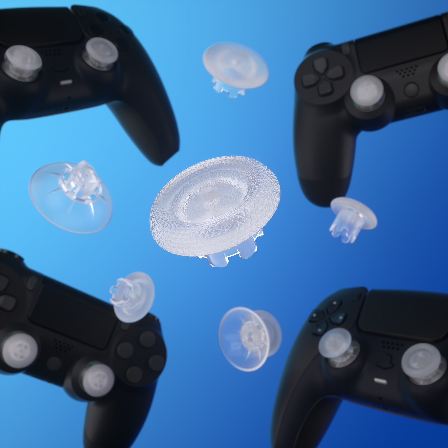 eXtremeRate Edge Sticks Swappable Thumbsticks for PS5 Controller, Custom Clear Replacement Interchangeable Analog Stick Joystick for PS5, for PS4 All