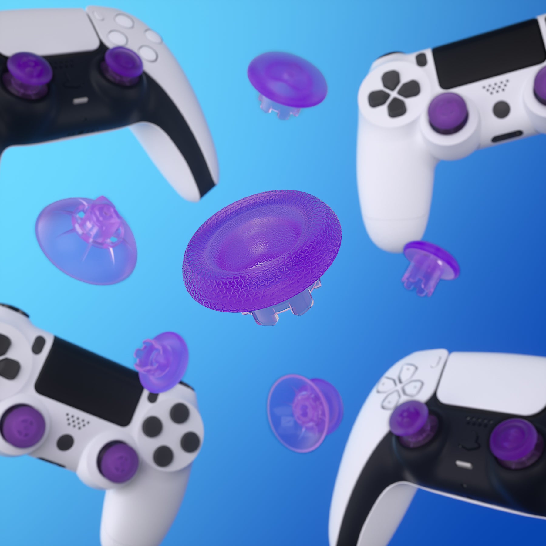 EDGE Sticks Replacement Interchangeable Thumbsticks for PS5 & PS4 All Model Controllers - Clear Atomic Purple eXtremeRate