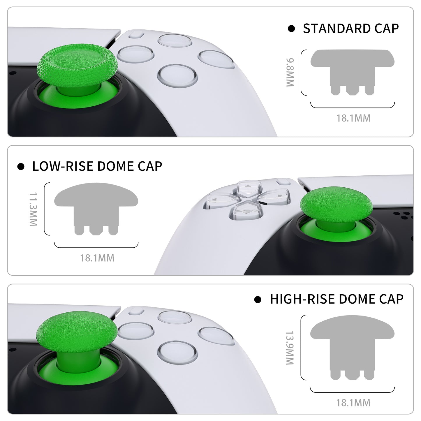 EDGE Sticks Replacement Interchangeable Thumbsticks for PS5 & PS4 All Model Controllers - Green eXtremeRate