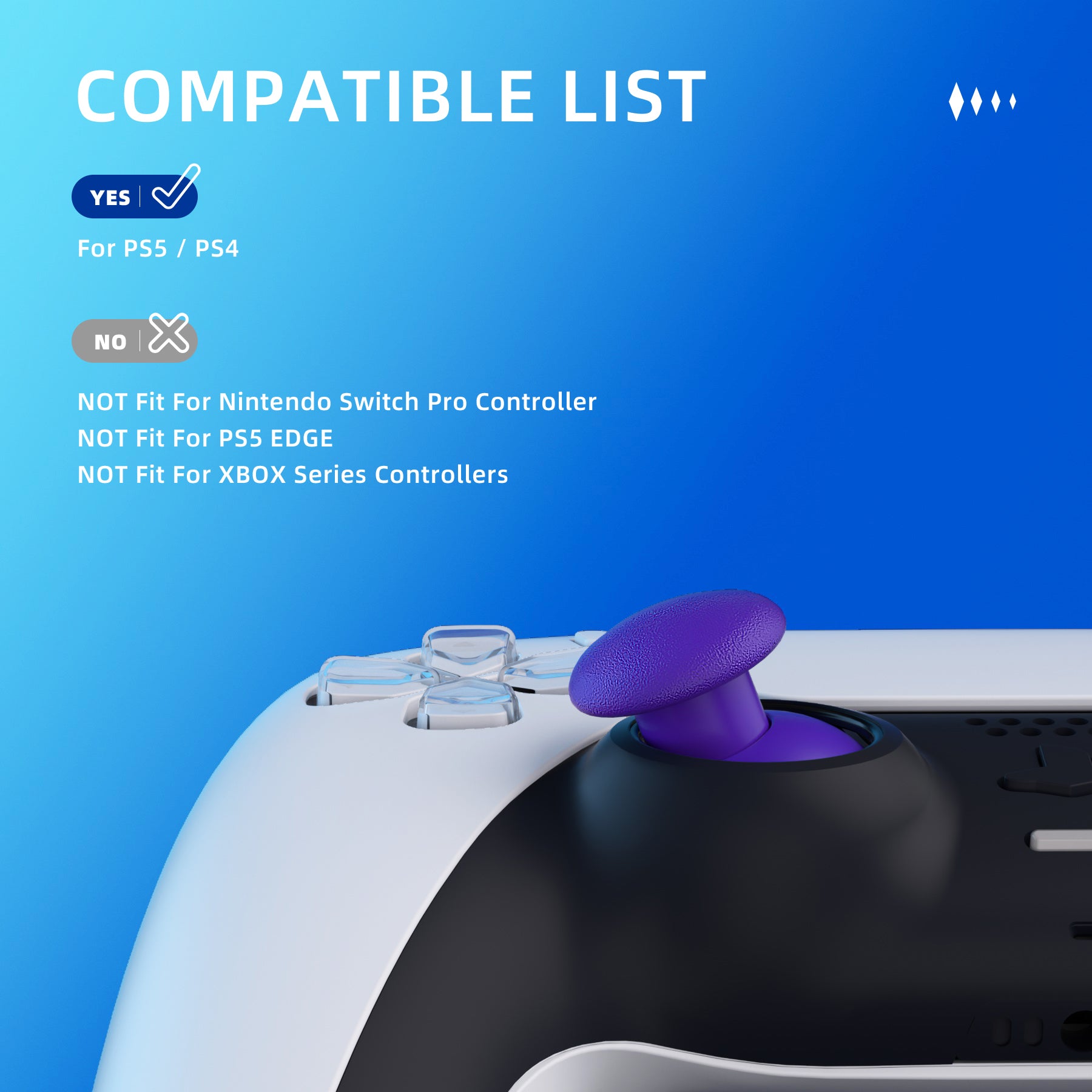 eXtremeRate EDGE Sticks Replacement Interchangeable Thumbsticks for PS5 PS4 All Model Controllers Purple
