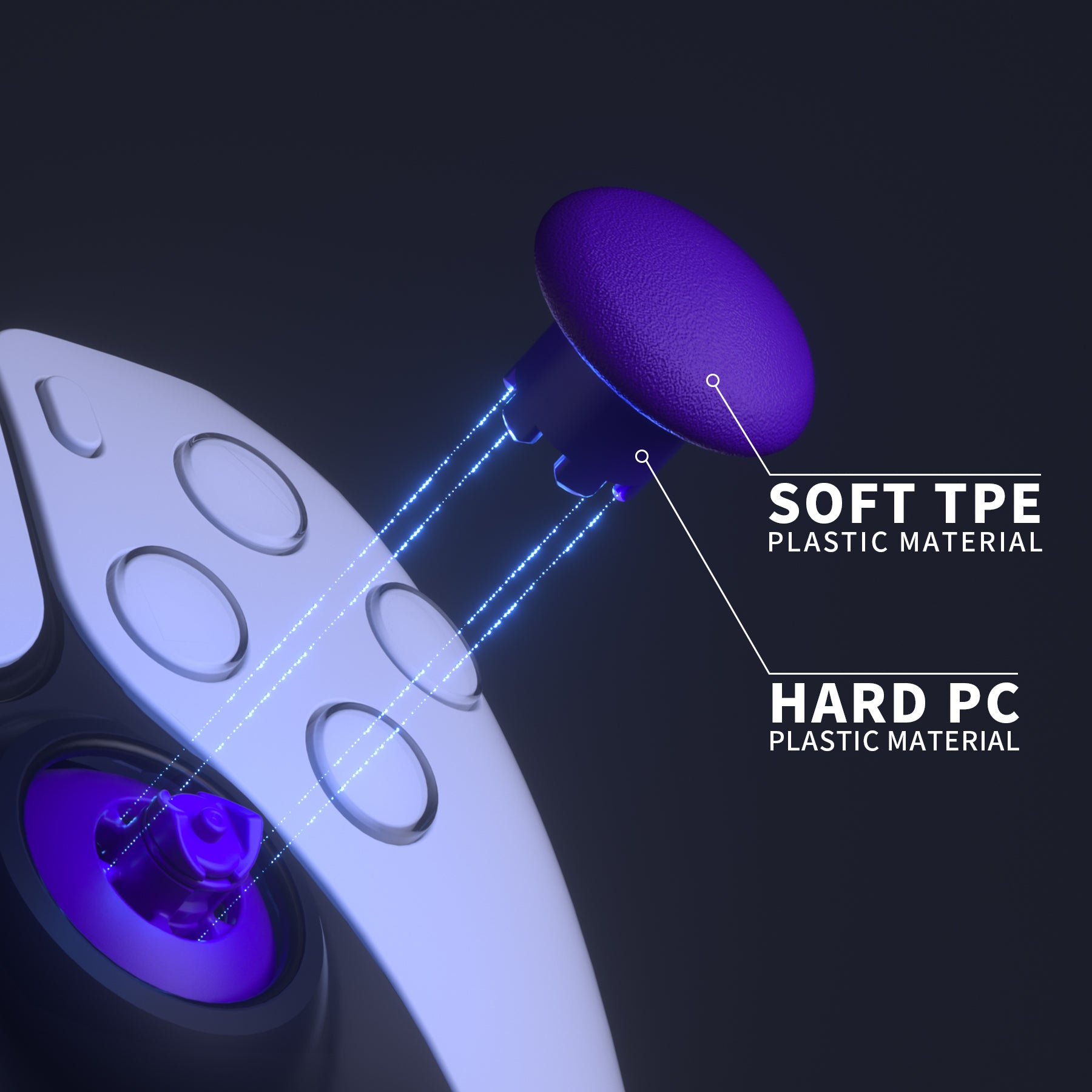 EDGE Sticks Replacement Interchangeable Thumbsticks for PS5 & PS4 All Model Controllers - Purple eXtremeRate