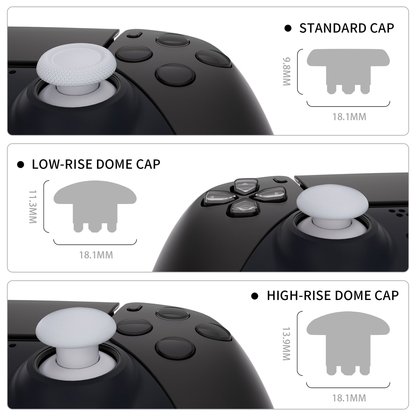 EDGE Sticks Replacement Interchangeable Thumbsticks for PS5 & PS4 All Model Controllers - Solid White eXtremeRate
