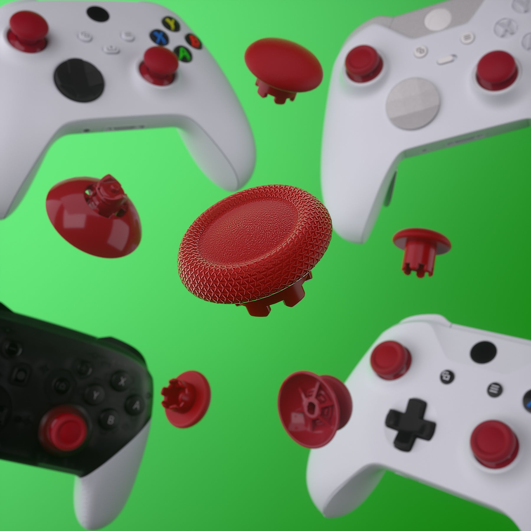 EDGE Sticks Replacement Interchangeable Thumbsticks for Xbox Series X/S & Xbox Core & Xbox One X/S & Xbox Elite V1 & NS Switch Pro Controller - Carmine Red eXtremeRate