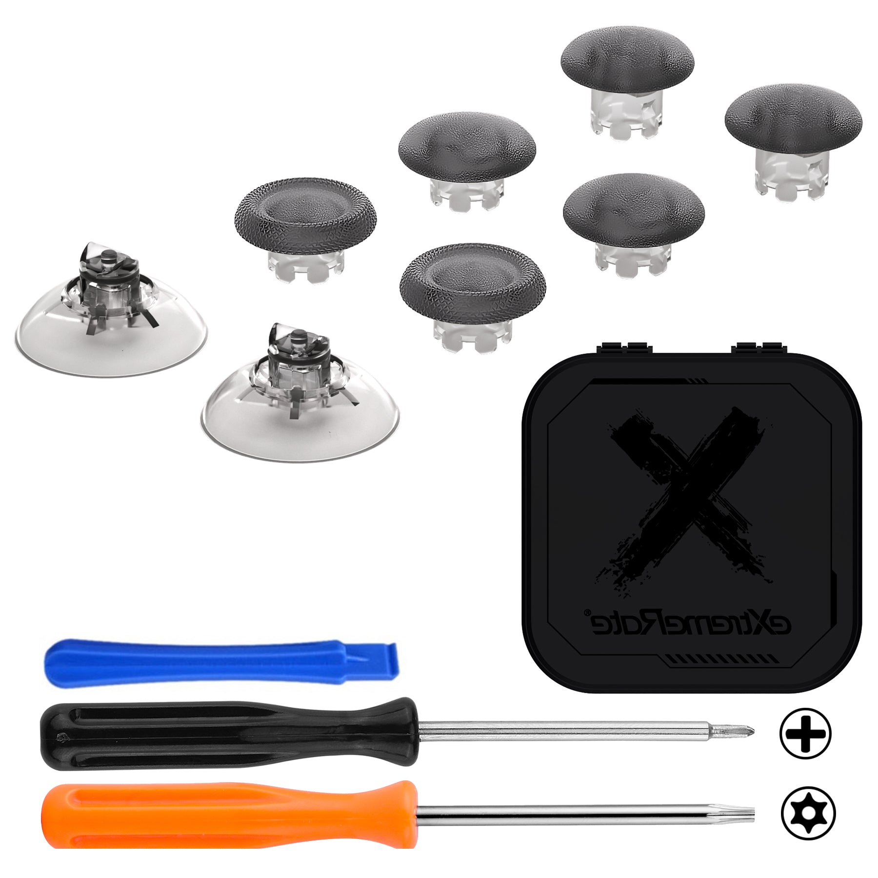 EDGE Sticks Replacement Interchangeable Thumbsticks for Xbox Series X/S & Xbox Core & Xbox One X/S & Xbox Elite V1 & NS Switch Pro Controller - Clear Black eXtremeRate