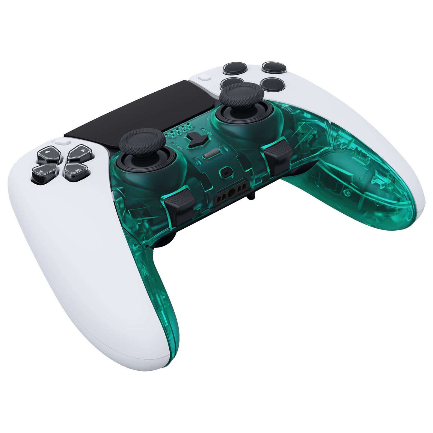 eXtremeRate Replacement Top Bottom Decorative Trim Shell Compatible with PS5 Edge Controller - Emerald Green